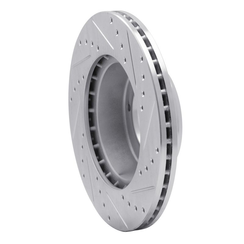 Land Rover Defender 90 Brake Rotor (1) - Front Left - R1 Concepts - Drilled & Slotted - Silver - `90-`16
